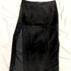 PRADA Vintage Suede Black Mid-Length Skirt w/ Slit